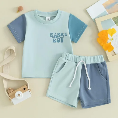 Vista 2 de Twopumpkin Verano Niño Niño Ropa de Bebé Camisetas de Manga Corta Top Y Pantalones Cortos Infantil Traje Neutral 6 9 12 18 24 Meses 2t