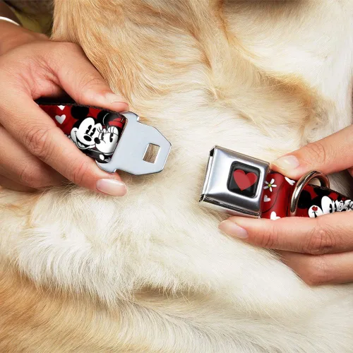 Vista 8 de Buckle-Down Collar de perro con hebilla de cinturón de seguridad Mickey Minnie Hugs Kisses Poses Reds White, multicolor, 1 pulgada de ancho – Se