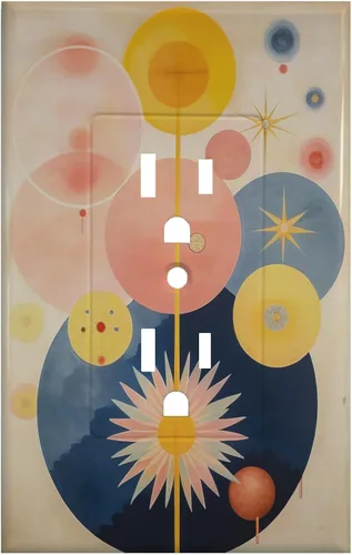 Vista 142 de Cubiertas de Interruptor de Luz Artísticas Decorativas Boho Figura Abstracta Interruptor de Pared Único Placa de Interruptor Decorativo Placa