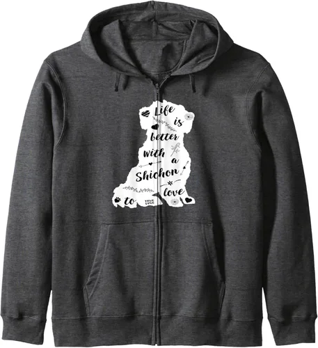 Vista 4 de Shichon - Sudadera con capucha para los amantes de los perros Shichon