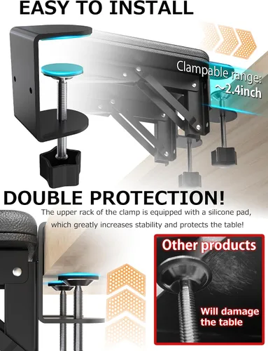 Vista 8 de NODOCA Reposabrazos para escritorio, reposabrazos ergonómico, extensor de escritorio, esponja suave incorporada, cómodo soporte de brazo