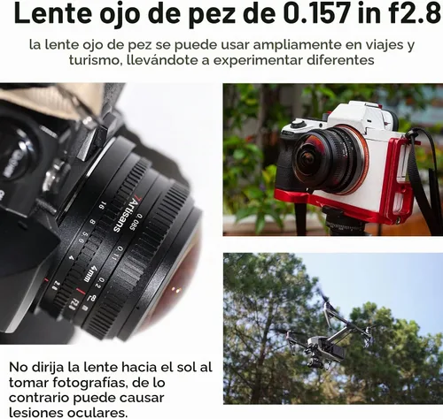 Vista 4 de 7Artisans - Objetivo ojo de pez de 4mm F2.8 Ultra Gran Angular Lente Manual Compatible con cámaras sin espejo de montaje M4/3 para Panasonic GH3 GH4