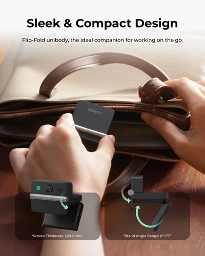 Vista 3 de OBSBOT Meet Flip Foldable 4K Webcam for Laptop with 1/2" Sensor, AI Framing