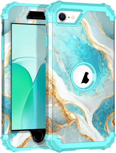 Vista 161 de Hocase Funda para iPhone SE 2022/2020, resistente a prueba de golpes, de plástico duro+goma de silicona, funda protectora híbrida para iPhone SE