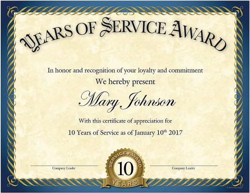 Vista 2 de Great Papers! Years of Service Foil Certificate, 20 Count, 8.5" x 11" (2015113),Blue