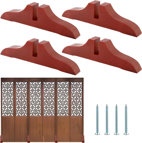 Vista 5 de 4 piezas de soporte plegable de madera para divisor de habitación con tornillos, soporte de pantalla para división de pies, soporte de pantalla