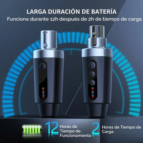 Vista 6 de EBJ Transmisor Receptor de Micrófono Inalámbrico 2.4Ghz, Sistema Inalámbrico de Micrófono XLR, Adaptador de Micrófono Inalámbrico Recargable