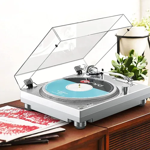 Vista 9 de DIGITNOW Tocadiscos de transmisión por correa de alta fidelidad, reproductor de discos de vinilo con cartucho magnético, conversión de vinilo a