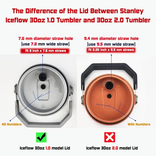 Vista 3 de ALINK Pajitas de repuesto para vaso Stanley IceFlow de 30 onzas, paquete de 6 popotes reutilizables de plástico negro compatibles con vaso IceFlow
