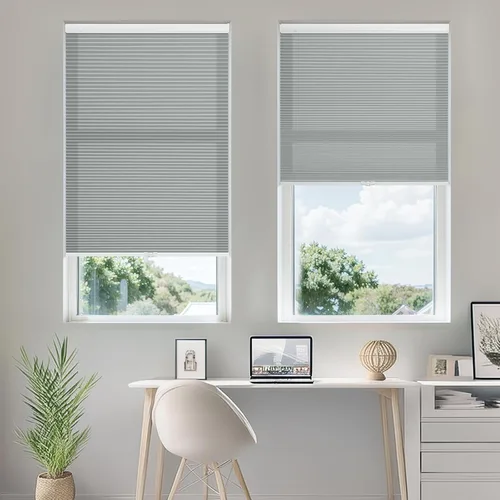 Vista 2 de Persianas celulares sin cordón, sin taladro, para ventana de interior, extraíbles y fáciles de instalar, persianas de tela con aislamiento térmico