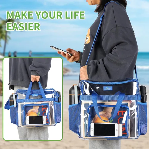 Vista 70 de MAY TREE Bolsa transparente para eventos en estadios de 12 x 6 x 12 pulgadas, bolsa de almuerzo transparente con correas reforzadas para trabajo