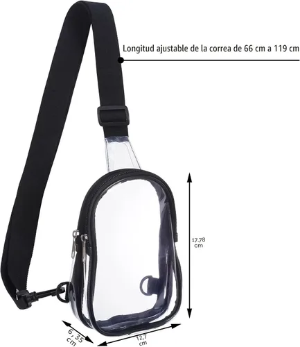 Vista 4 de Mini bolsa transparente aprobada para estadios, bolsa cruzada transparente, riñonera, bolsa de concierto, cinturón, bolsa de pecho, aprobada por