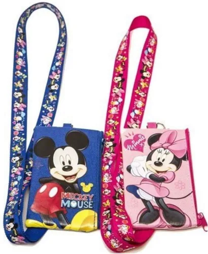 Vista 4 de Mickey and Minnie Mouse - Mochilas con cordón y cordones con monedero desmontable y libros de autógrafos (juego de 6), Rosa Azul, Cordón