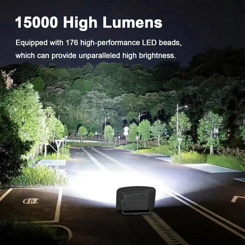 Vista 2 de Luz solar de trabajo LED recargable de 150 W, 16000 mAh, 15000 LM, paneles solares dobles (carga del 50% en un día bajo el sol), con brillo continuo
