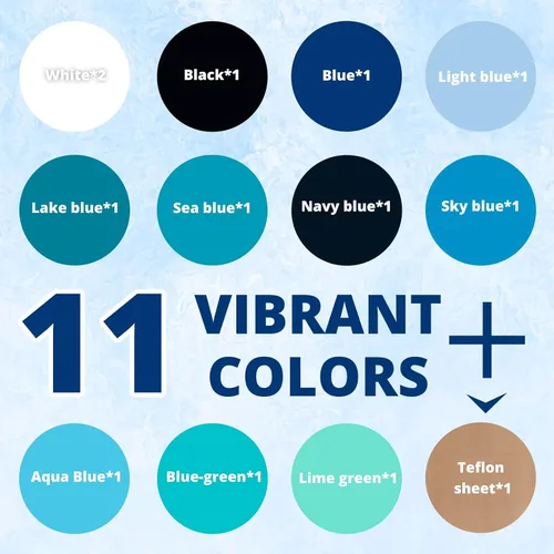 Vista 3 de HTVRONT Vinilo de transferencia de calor azul HTV – 13 hojas de varios HTV azules para camisas, vinilo turquesa para planchar compatible con máquina