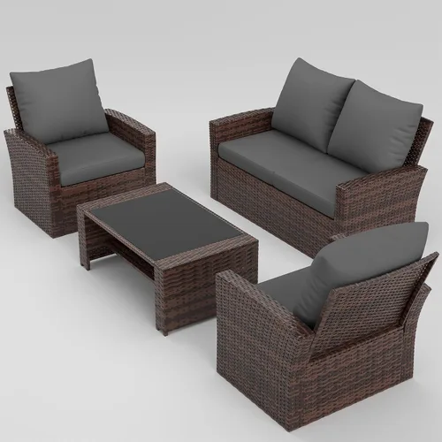 Vista 8 de UDPATIO Juego de muebles de patio, juegos de muebles de exterior con sofá Gris oscuro