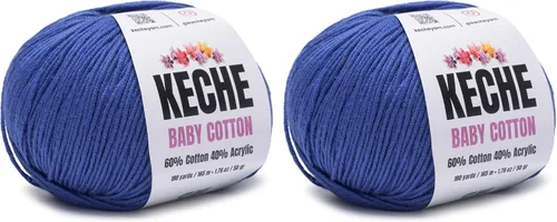 Vista 75 de Keche Algodón bebé, 60% algodón, 40% hilo acrílico, hilo de algodón suave para ganchillo y tejer, hilo amigurumi 1 madeja/bola, 1.76 oz (50 g), 180