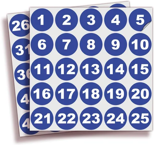 Vista 12 de iSYFIX Calcomanías negras de números consecutivos – 1 a 50, 1 pulgada, 1 juego – Vinilo autoadhesivo de alta calidad ideal para inventario