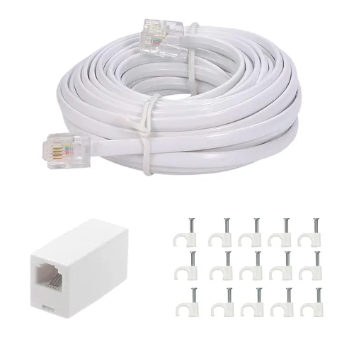Vista 8 de Vthahaby Cable de extensión de teléfono (10 pies), cable de línea de cable de teléfono, con enchufe RJ11 estándar y 1 acoplador en línea