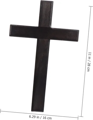 Vista 2 de BESPORTBLE Cruz colgante de cruz de madera, artesanía cristiana colgante decoración de pared del hogar 1 pieza (negro)