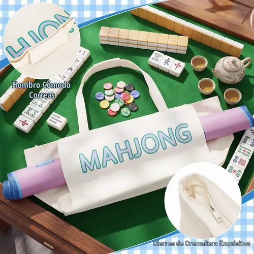 Vista 4 de Geetery Juego de 3 bolsas Mahjong para azulejos americanos y estante Beige