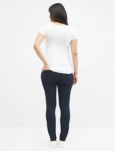 Vista 4 de Motherhood Maternity Women's Super Stretch Secret Fit Over The Belly Skinny Jeans Indigo Blue