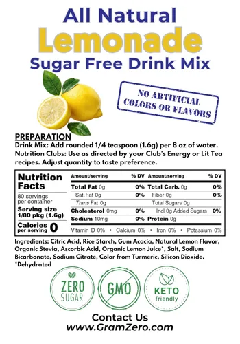 Vista 2 de GramZero Mezcla de bebida totalmente natural sin azúcar, sin azúcar, cero calorías, ideal para té cargado de club de nutrición, endulzado con stevia
