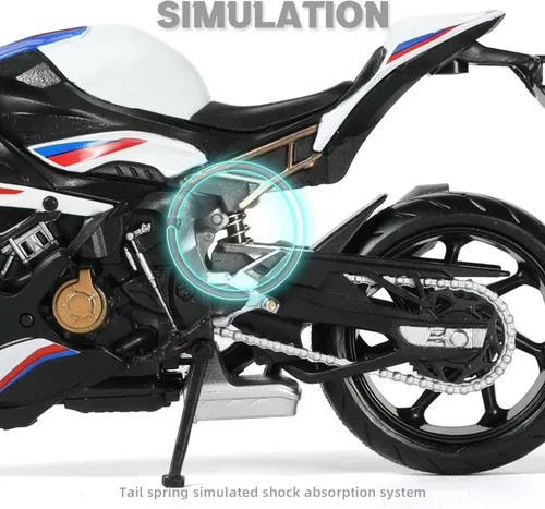 Vista 4 de 1:12 Modelo de motocicleta de juguete compatible con BMW S1000RR blanco MD004-blanco