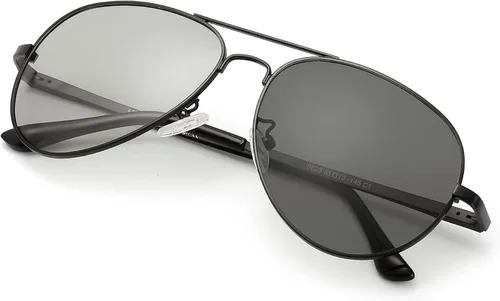 Vista 6 de SODQW Gafas de sol polarizadas fotocromáticas para hombre, gafas de sol deportivas de aviador, protección UV 400 con marco de metal grande