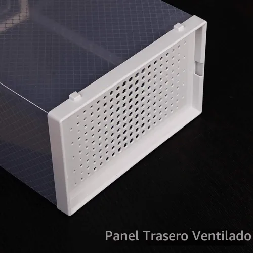 Vista 3 de OnDisplay Clik - sistema de caja de zapatos entrelazada y apilable. Estándar transparente/blanco