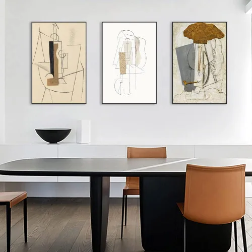 Vista 3 de FCHUI Arte de pared enmarcado, juego de 3 arte de pared bohemio, decoración moderna de mediados de siglo, 16 x 24 pulgadas, impresiones en lienzo
