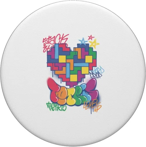Vista 3 de Tetris PopGrip intercambiable con forma de corazón de graffiti