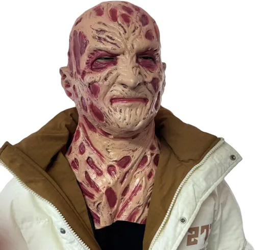 Vista 4 de Máscara de Freddy de látex de terror de cara completa para Halloween, fiesta de película, cosplay, accesorios de disfraces