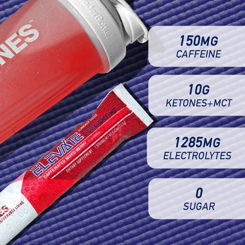 Vista 3 de Real Ketones MCT & BHB - Paquetes de mezcla de bebidas de cetonas exógenas Elevate Keto electrolitos en polvo, sin azúcar, con 4 electrolitos