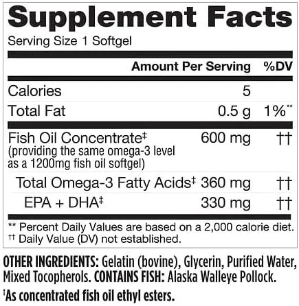 Vista 2 de MSNOR Finest Nutrition - Aceite de pescado de tamaño medio 1200 mg cápsulas blandas 200.0 ea x 2
