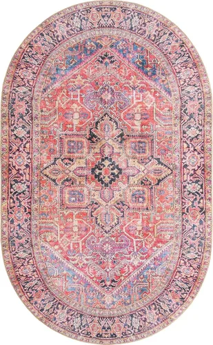 Vista 10 de Unique Loom Revival Collection - Alfombra tradicional con borde de medallón rojo/negro (2 pies x 6 pies)