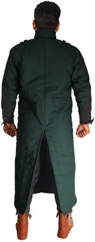 Vista 4 de Medieval gruesa acolchada longitud completa mangas Gambeson abrigo Aketon chaqueta, negro