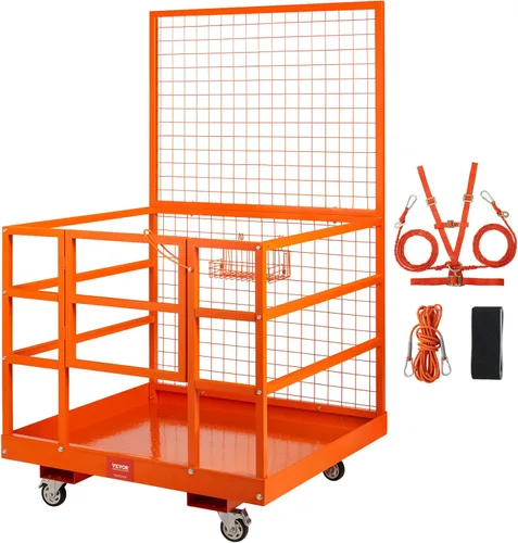 Vista 13 de VEVOR Cesta de Carga para Montacargas, Plataforma de Trabajo con Jaula de Seguridad de 36 x 36 Pulgadas, Capacidad de Carga de 1200 lbs, Cesta