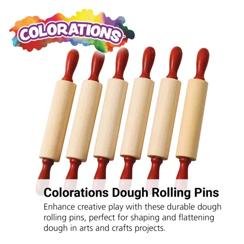 Vista 2 de Colorations Rodillos de Madera Natural, Juego de 6, para Niños, Artes y Manualidades, 7 Pulgadas x 1 Pulgada (d), Paquete de Clase, Paquete