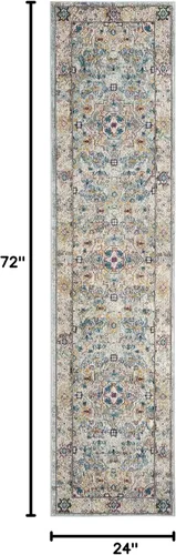 Vista 2 de SAFAVIEH Aria Collection - Alfombra de pasillo de 2 x 6 pies, color beige y azul, diseño bohemio chic envejecido, no desprende pelusa y de fácil