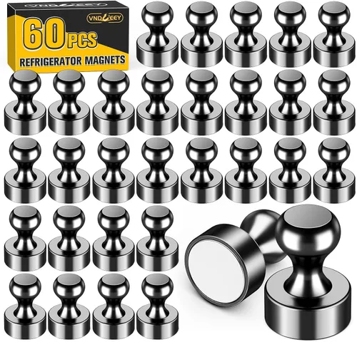 Vista 7 de VNDUEEY 12 piezas de imanes de nevera negros, imanes de pizarra blanca para refrigerador, imán pequeño y fuerte para pizarra, oficina, aula, cocina