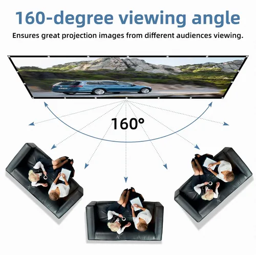 Vista 4 de Pantalla de proyector frontal trasera 4K 16:9 HD, plegable, de doble cara, portátil para cine en casa (60 pulgadas)