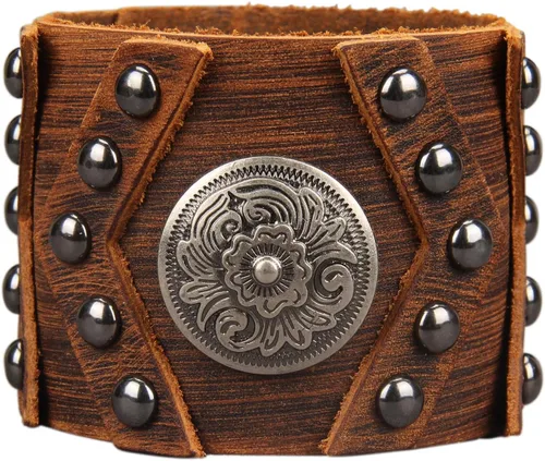 Vista 49 de Jeilwiy Pulseras de cuero punk para hombres, pulseras hechas a mano, brazalete ancho, joyería trenzada, color negro y marrón, ajustable, regalos