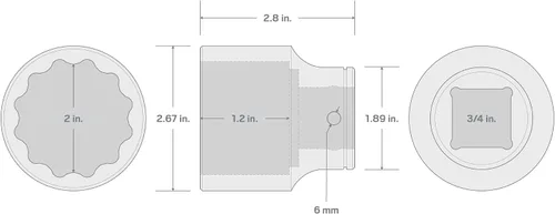 Vista 2 de TEKTON Unidad de 3/4 pulgadas x 2 pulgadas Zócalo de 12 puntos poco profundo SHD32251
