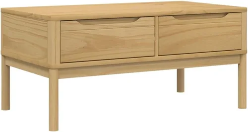 Vista 2 de Mesa de centro de cera floro marrón 39 x 21.9 x 17.7 pulgadas, madera de pino maciza, mesas auxiliares mesa de centro para sala de estar, balcón