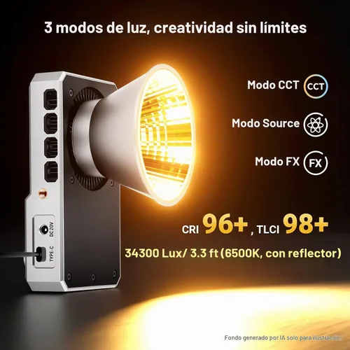 Vista 3 de NEEWER Luz LED bicolor compacta de bolsillo de 60 W con aplicación y control de panel, iluminación de salida continua COB con 2700K-6500K/CRI96+