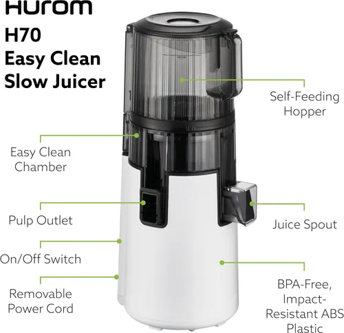 Vista 7 de Hurom H70 - Exprimidor de prensa en frío, fácil de limpiar, exprimidor lento de masticación, equilibrio ideal de tamaño y función, compacto, sin