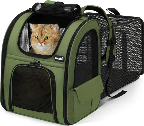 Vista 19 de Pecute - Mochila para mascotas, extensible con malla transpirable para perros pequeños, gatos, mochila para mascotas, para senderismo, viajes