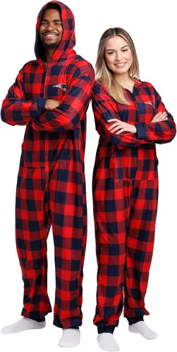 Vista 13 de FOCO Unisex NFL Team Logo Pajamas One Piece Onesie Patrón feo navideño