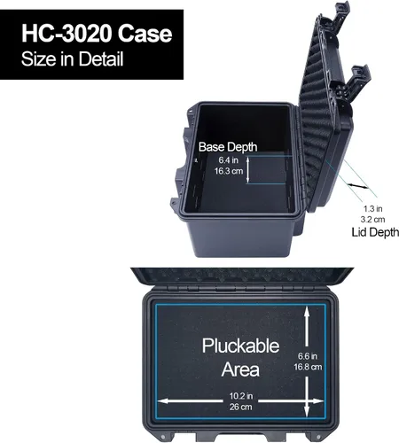 Vista 4 de Lykus HC-3020 - Funda rígida impermeable con inserto de espuma personalizable, tamaño interior de 11.81 x 7.87 x 7.87 pulgadas, adecuada